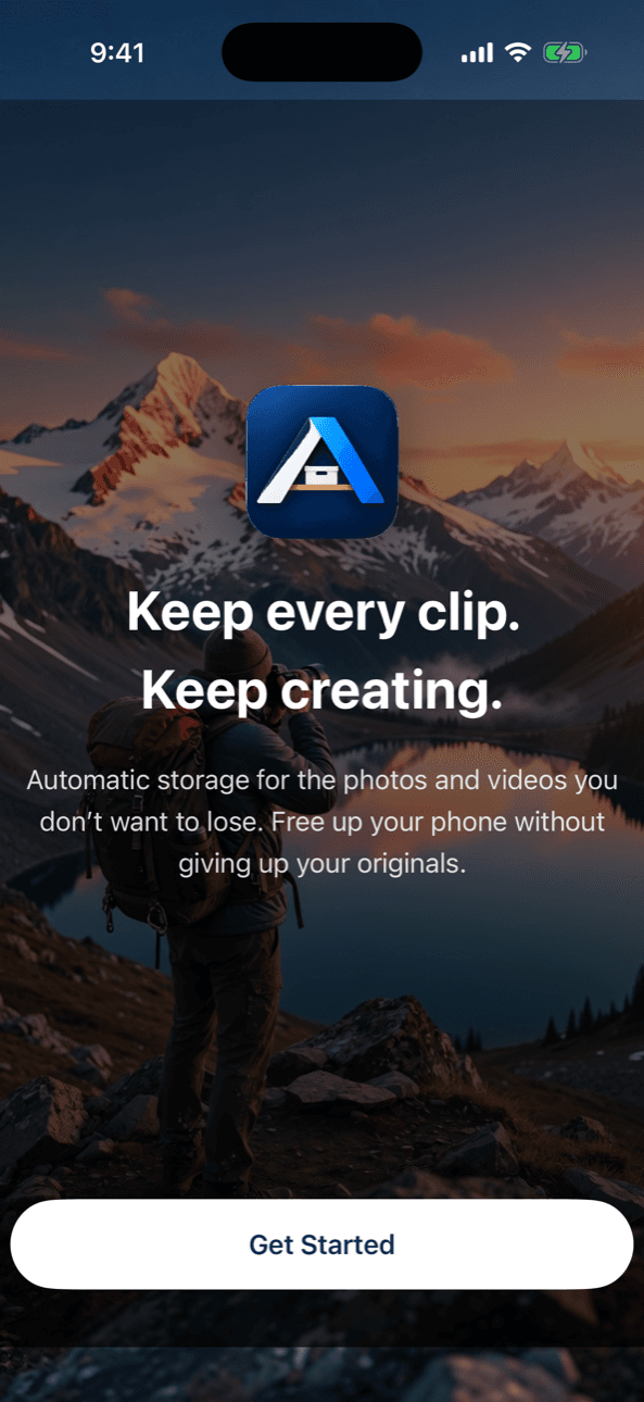 Attyk welcome screen: Keep every clip. Keep creating.